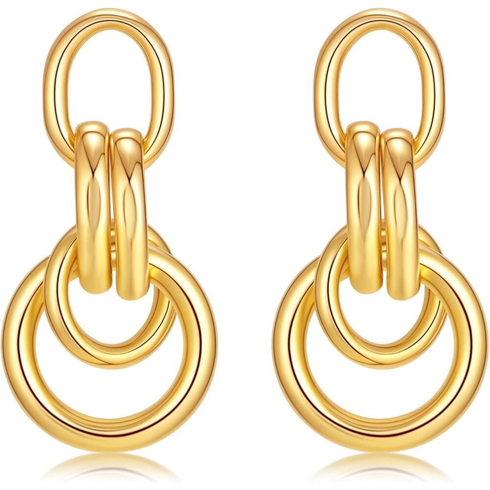 Women's Chunky Knot Gold Lightweight Trendy Jewelry Earrings 14k Gold Plated